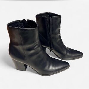Unisa Black Leather Ankle Booties